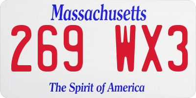 MA license plate 269WX3