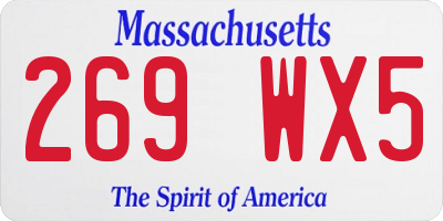 MA license plate 269WX5