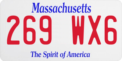 MA license plate 269WX6