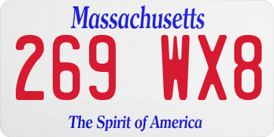 MA license plate 269WX8
