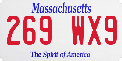 MA license plate 269WX9