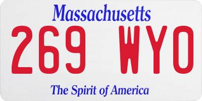 MA license plate 269WY0