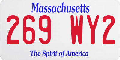 MA license plate 269WY2