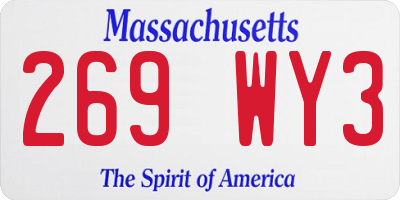 MA license plate 269WY3