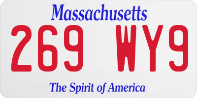MA license plate 269WY9