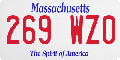 MA license plate 269WZ0