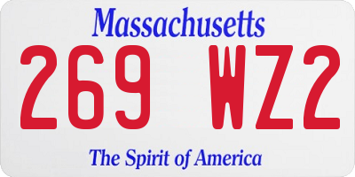 MA license plate 269WZ2