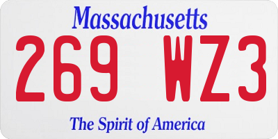 MA license plate 269WZ3
