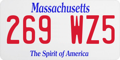MA license plate 269WZ5