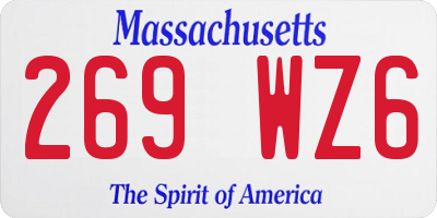 MA license plate 269WZ6