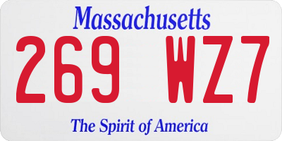 MA license plate 269WZ7