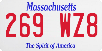 MA license plate 269WZ8