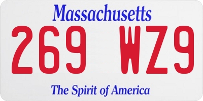 MA license plate 269WZ9