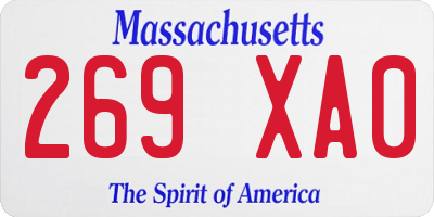 MA license plate 269XA0