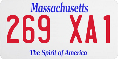 MA license plate 269XA1