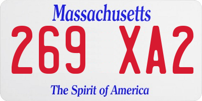 MA license plate 269XA2
