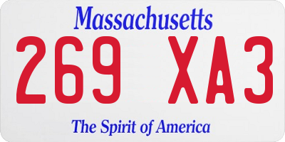 MA license plate 269XA3