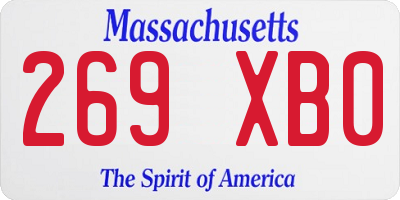 MA license plate 269XB0