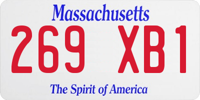 MA license plate 269XB1