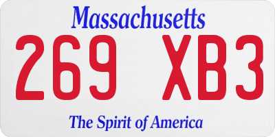 MA license plate 269XB3