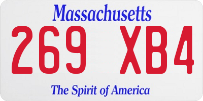 MA license plate 269XB4