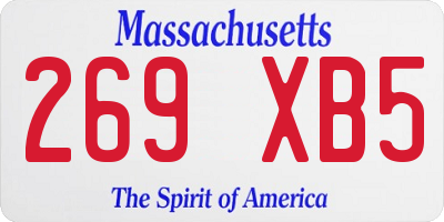 MA license plate 269XB5