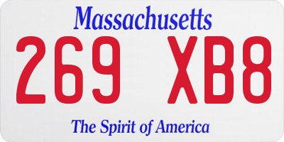 MA license plate 269XB8