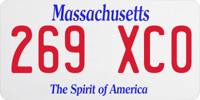 MA license plate 269XC0