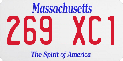 MA license plate 269XC1