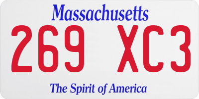MA license plate 269XC3