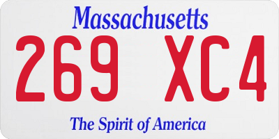 MA license plate 269XC4