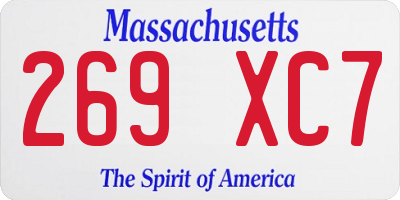 MA license plate 269XC7