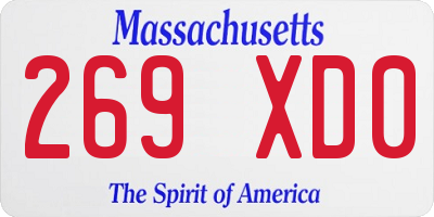 MA license plate 269XD0
