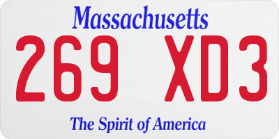 MA license plate 269XD3