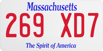 MA license plate 269XD7