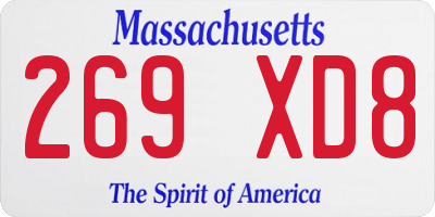 MA license plate 269XD8