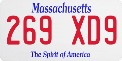 MA license plate 269XD9