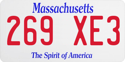 MA license plate 269XE3