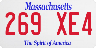 MA license plate 269XE4