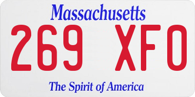 MA license plate 269XF0