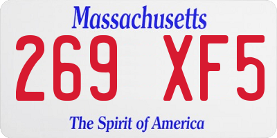 MA license plate 269XF5