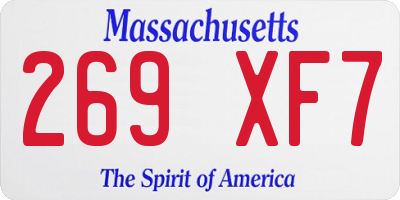 MA license plate 269XF7
