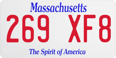 MA license plate 269XF8
