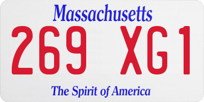 MA license plate 269XG1
