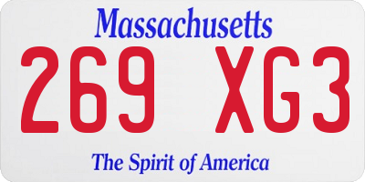 MA license plate 269XG3