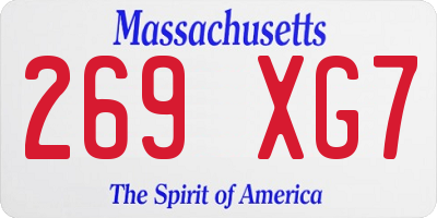MA license plate 269XG7