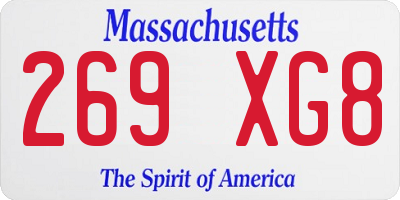 MA license plate 269XG8