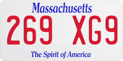 MA license plate 269XG9
