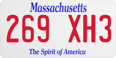 MA license plate 269XH3