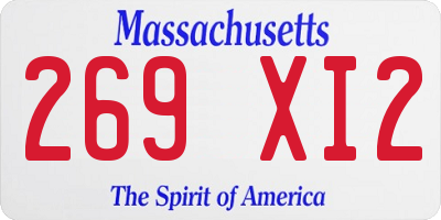 MA license plate 269XI2